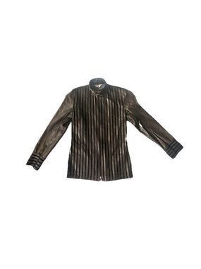 Jean Paul Gaultier Black Striped Leather Bomber Jacket